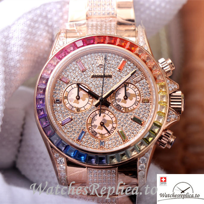 Swiss Rolex Daytona Replica 116598RBOW Rose Gold strap 40MM - WatchesReplica.is
