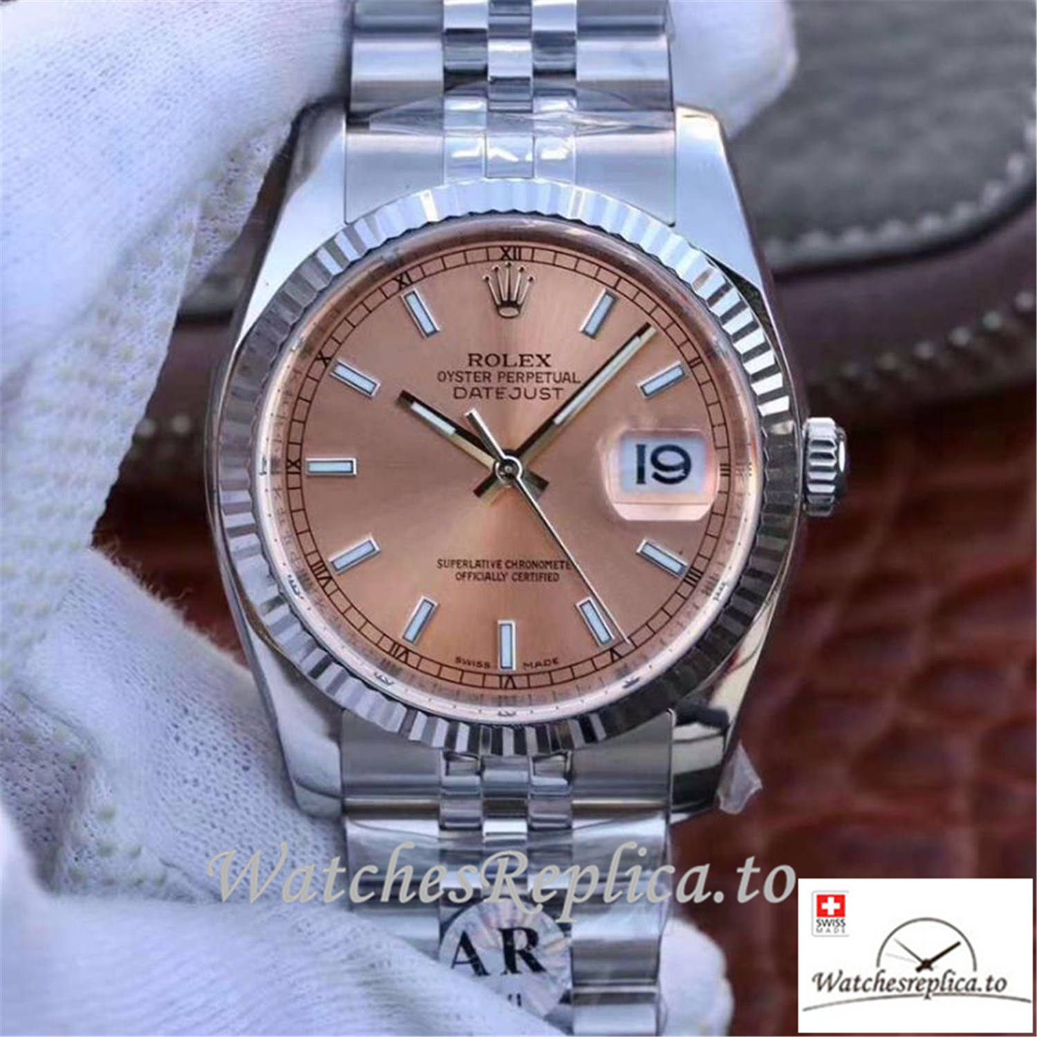 Swiss Rolex Datejust Replica 116234-0090 Rose Gold Dial 36MM - WatchesReplica.is