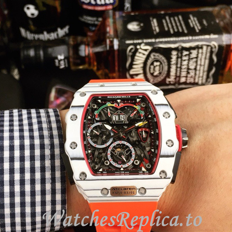 Richard Mille Replica RM011 Rubber strap 50MM - WatchesReplica.is