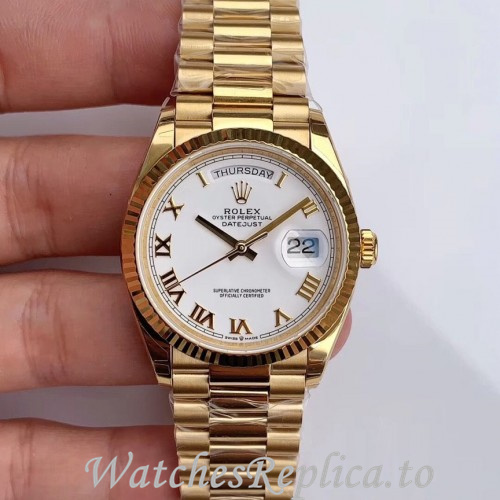 Swiss Rolex Day Date Replica 128238 Yellow Gold strap 36MM - WatchesReplica.is