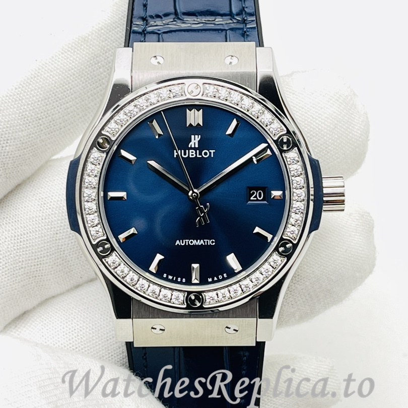 Hublot Replica Big Bang Sang Bleu Leather strap 42MM - WatchesReplica.is