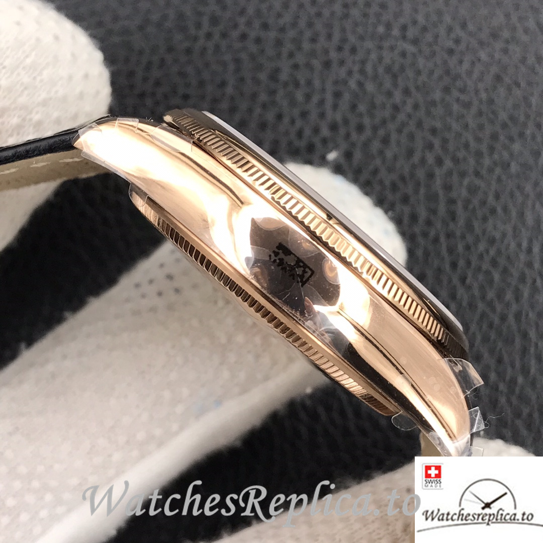 Swiss Rolex Cellini Replica Brown Leather strap 39MM Pink Dial - WatchesReplica.is