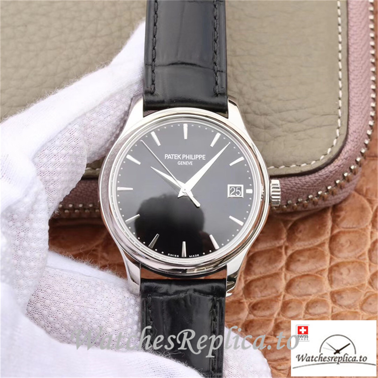 Swiss Patek Philippe Calatrava Replica 5227G-010 Black Strap 39MM×10.2MM - WatchesReplica.is