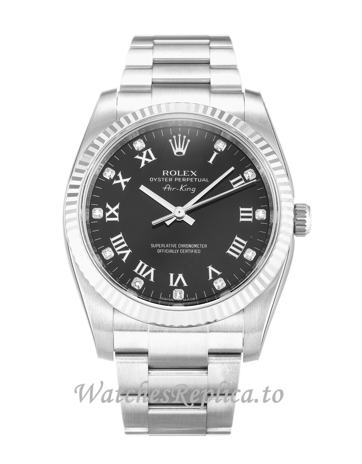 Rolex Air-King Black Diamond Dial 114234-34 MM - WatchesReplica.is