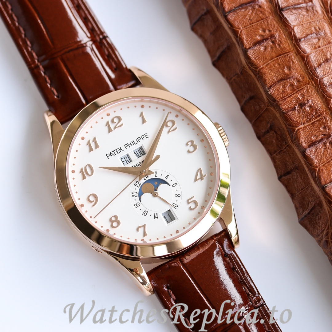 Patek Philippe Replica Complications 5205R Leather strap 38.5MM - WatchesReplica.is