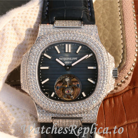 Patek Philippe Replica Nautilus Leather strap 40MM - WatchesReplica.is