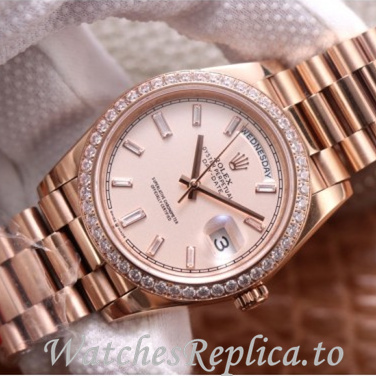 Swiss Rolex Day Date Replica 228345 Rose Gold strap 40MM - WatchesReplica.is