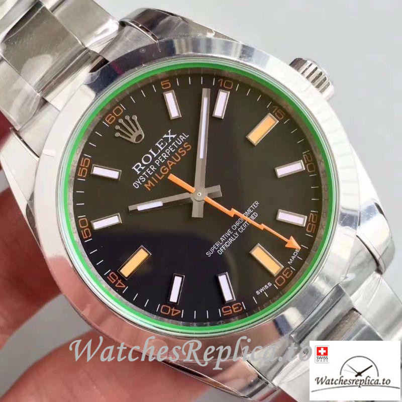 Swiss Rolex Milgauss Replica 116400GV Silver Bezel 40MM - WatchesReplica.is