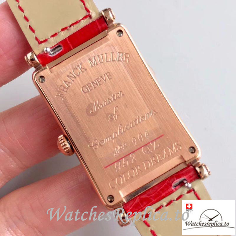 Swiss Franck Muller Long Island Ladies Replica 952 QZ D CD Red Strap 36.5MM×26MM - WatchesReplica.is