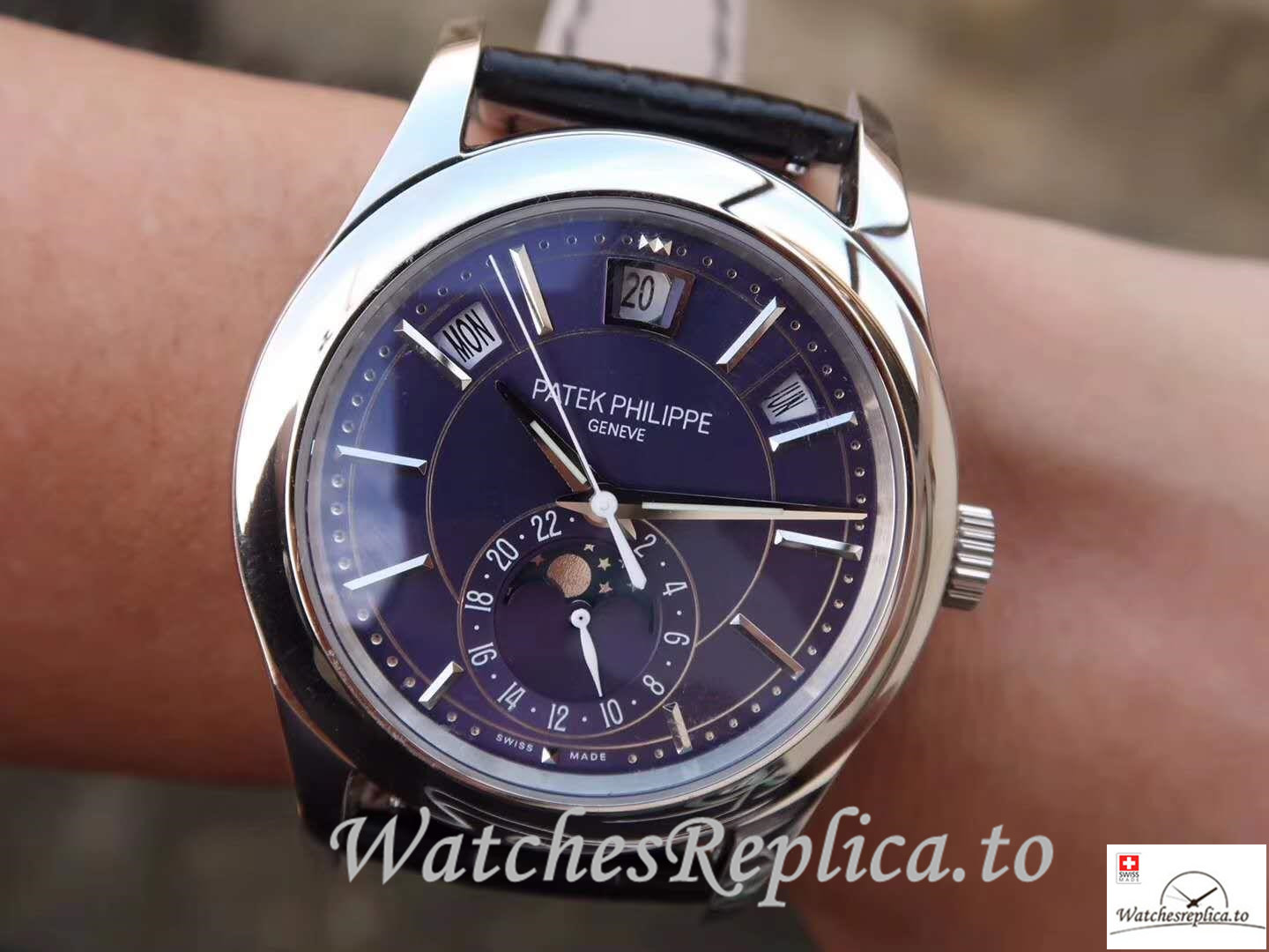 Swiss Patek Philippe Complications Annual Calendar Replica 5205G-013 Black Strap 40MM - WatchesReplica.is