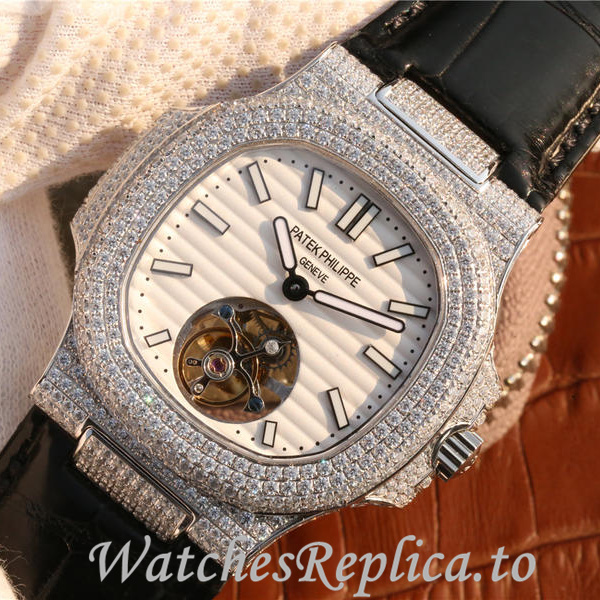 Patek Philippe Replica Nautilus Leather strap 40MM - WatchesReplica.is