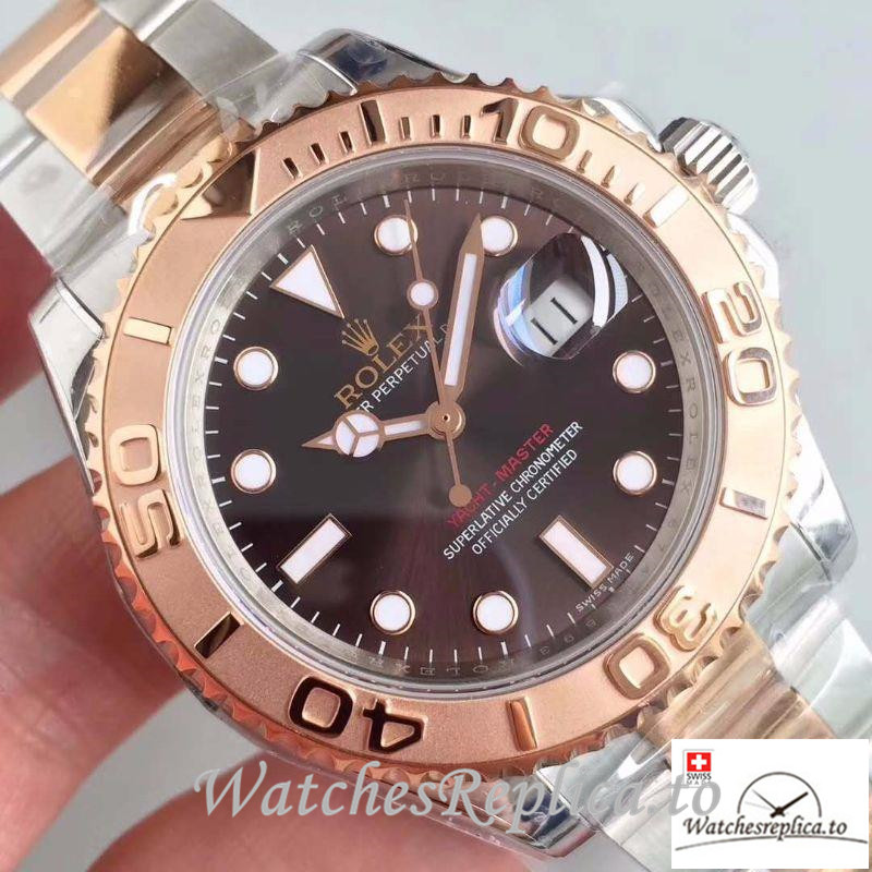 Swiss Rolex Yacht Master Replica 116621 Rose Gold Bezel 40MM - WatchesReplica.is