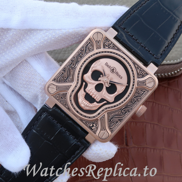 Bell Ross Replica Aviation BR01 Leather strap 46MM - WatchesReplica.is