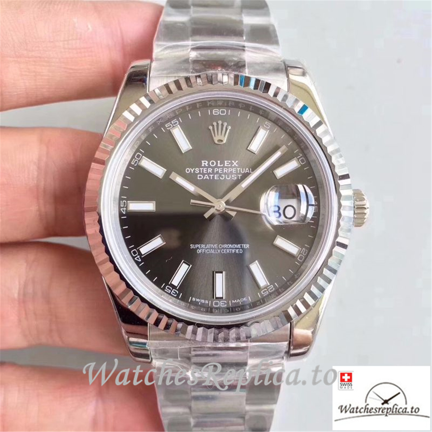 Swiss Rolex Datejust Replica M126334-0014 Grey Dial 41MM - WatchesReplica.is