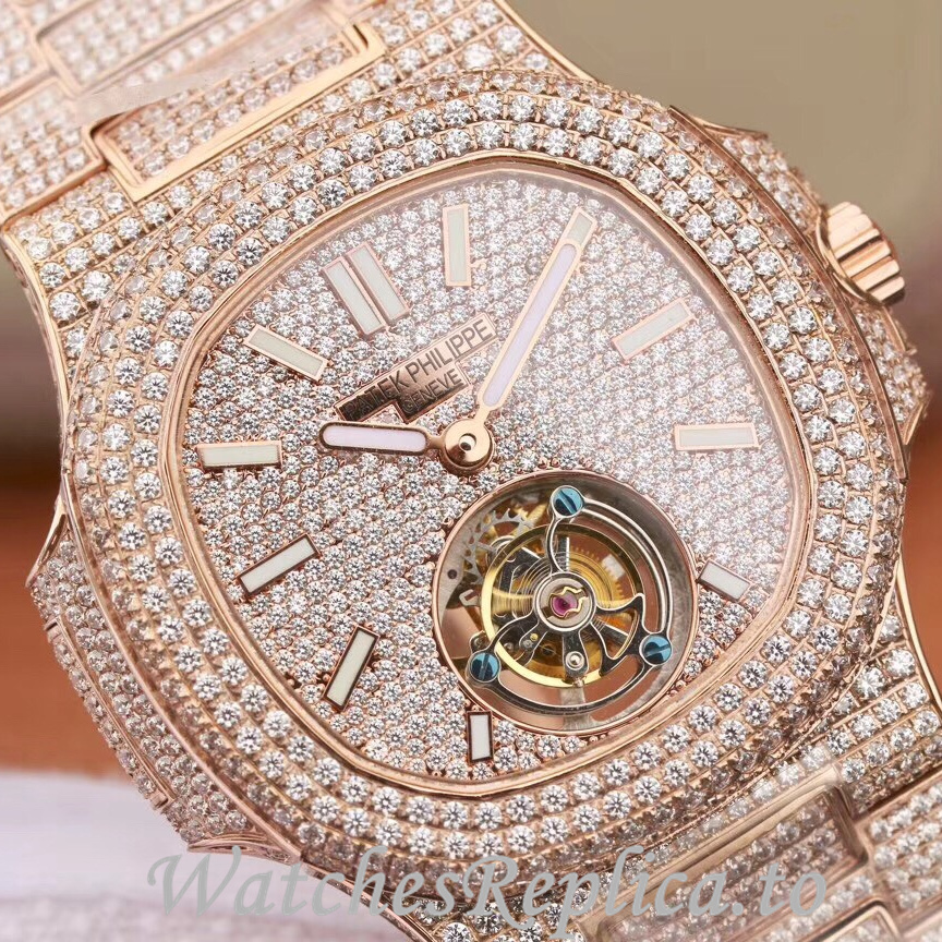 Patek Philippe Replica Nautilus Rose Gold strap 40MM - WatchesReplica.is