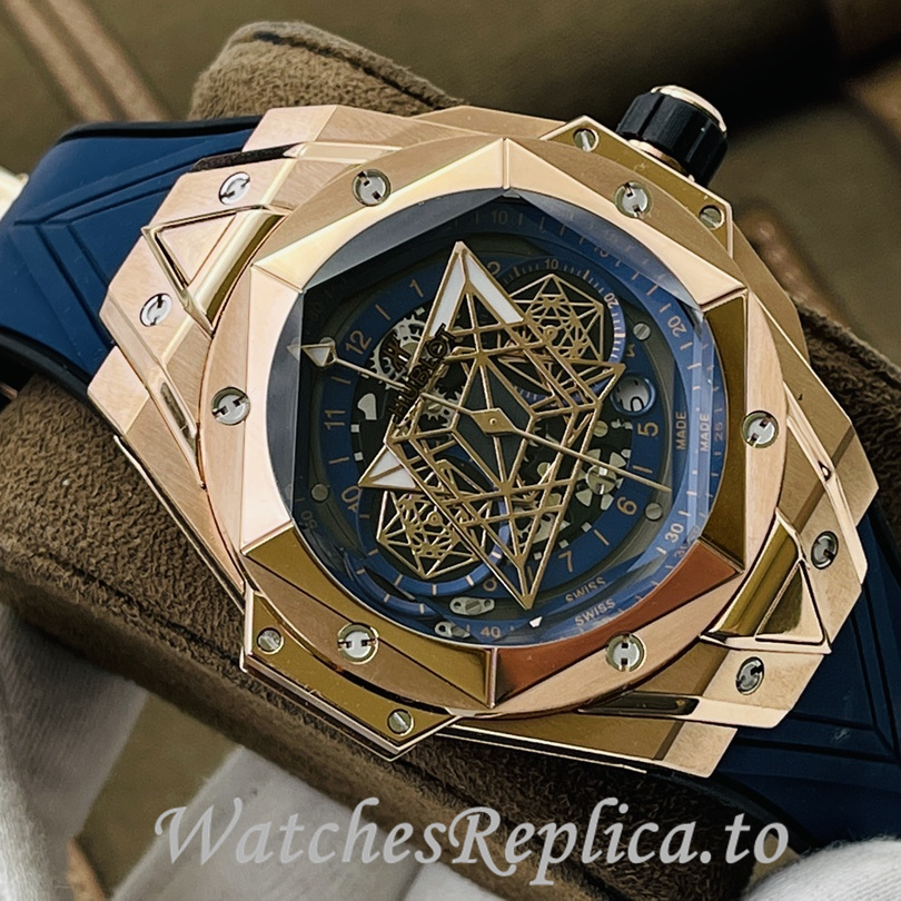 Hublot Replica Big Bang Sang Bleu II Rubber strap 45MM - WatchesReplica.is