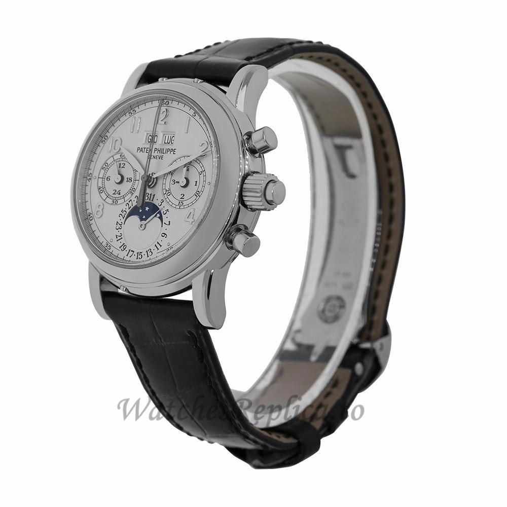 Patek Philippe Replica Grand ComplicationsWhite Gold Perpetual 37MM Watch 5004G014 - WatchesReplica.is