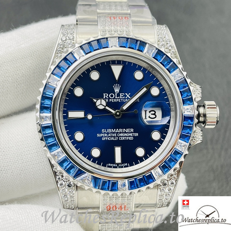 Swiss Rolex Submariner Replica Stainless steel strap 40MM Blue Dial - WatchesReplica.is