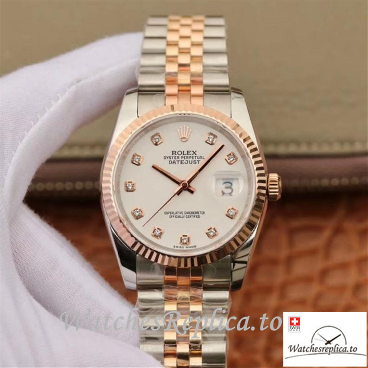 Swiss rolex Datejust Replica 69173 Rose gold Bezel 36MM - WatchesReplica.is