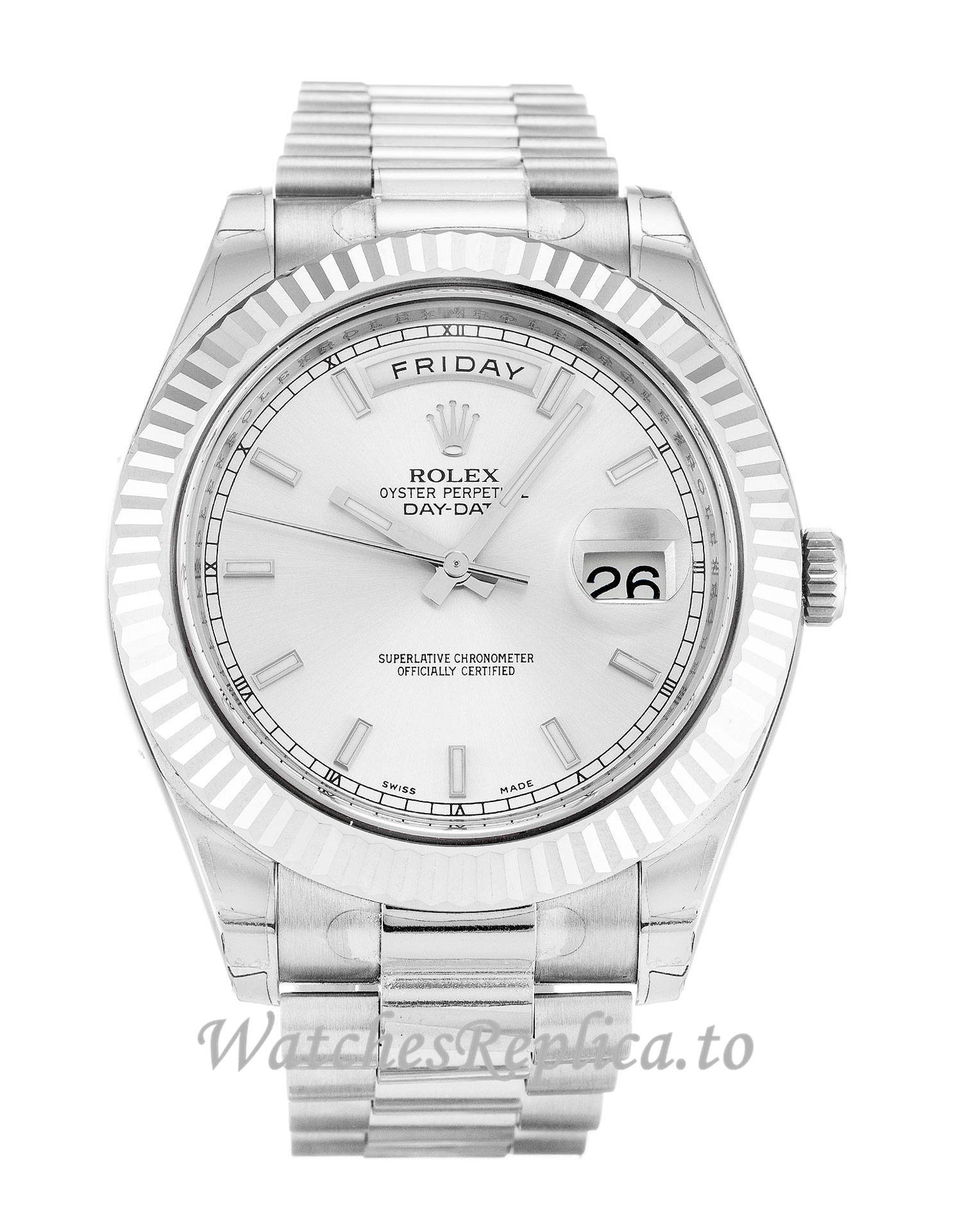 Rolex Day-Date II Silver Dial 218239 - WatchesReplica.is