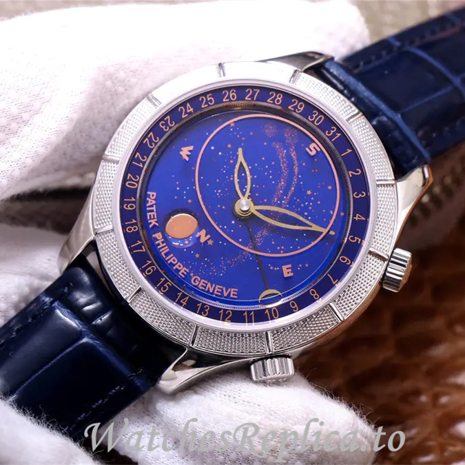 Patek Philippe Replica Complications Leather strap 42MM - WatchesReplica.is