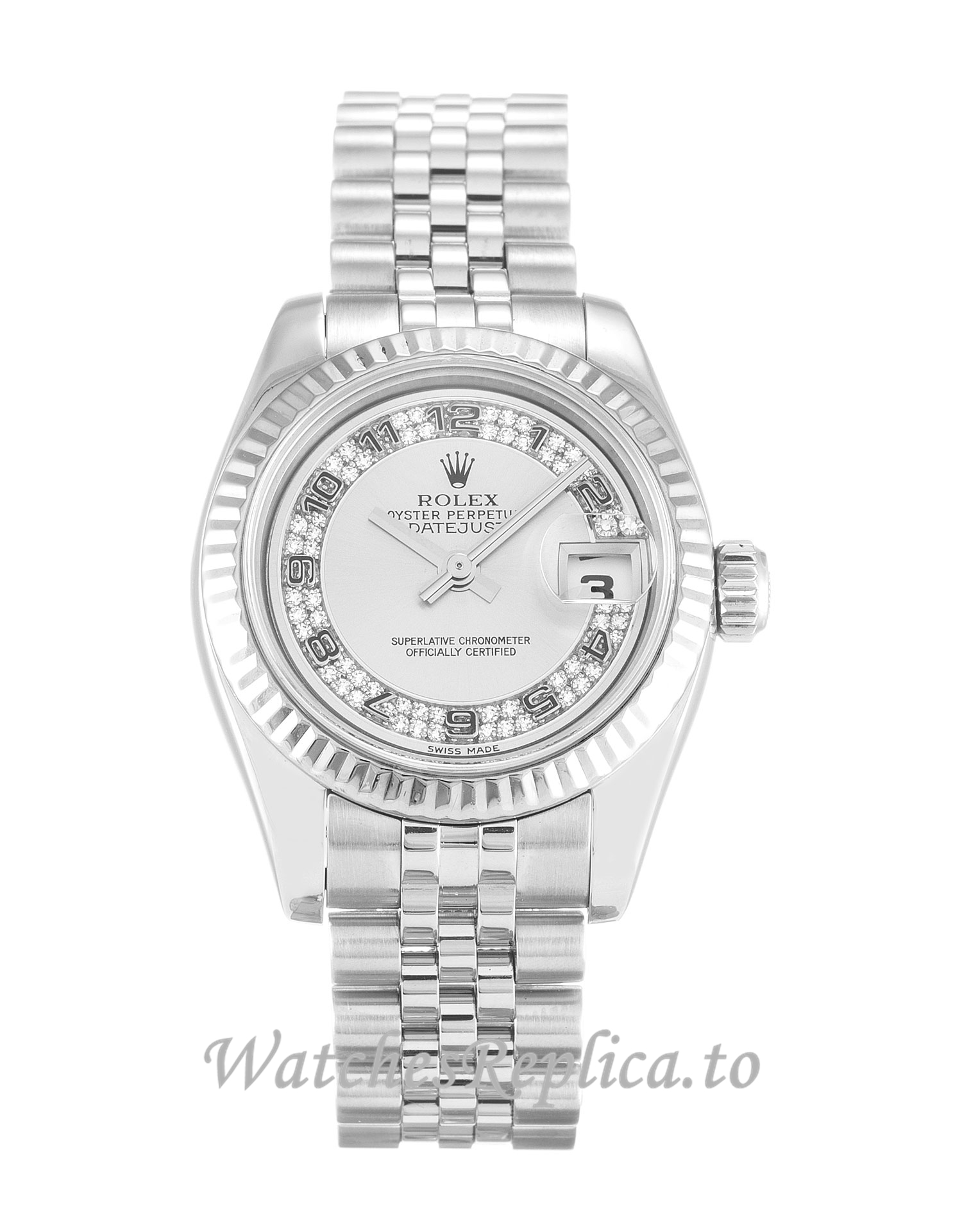 Rolex Datejust Lady Silver Diamond Dial 179174 26MM - WatchesReplica.is