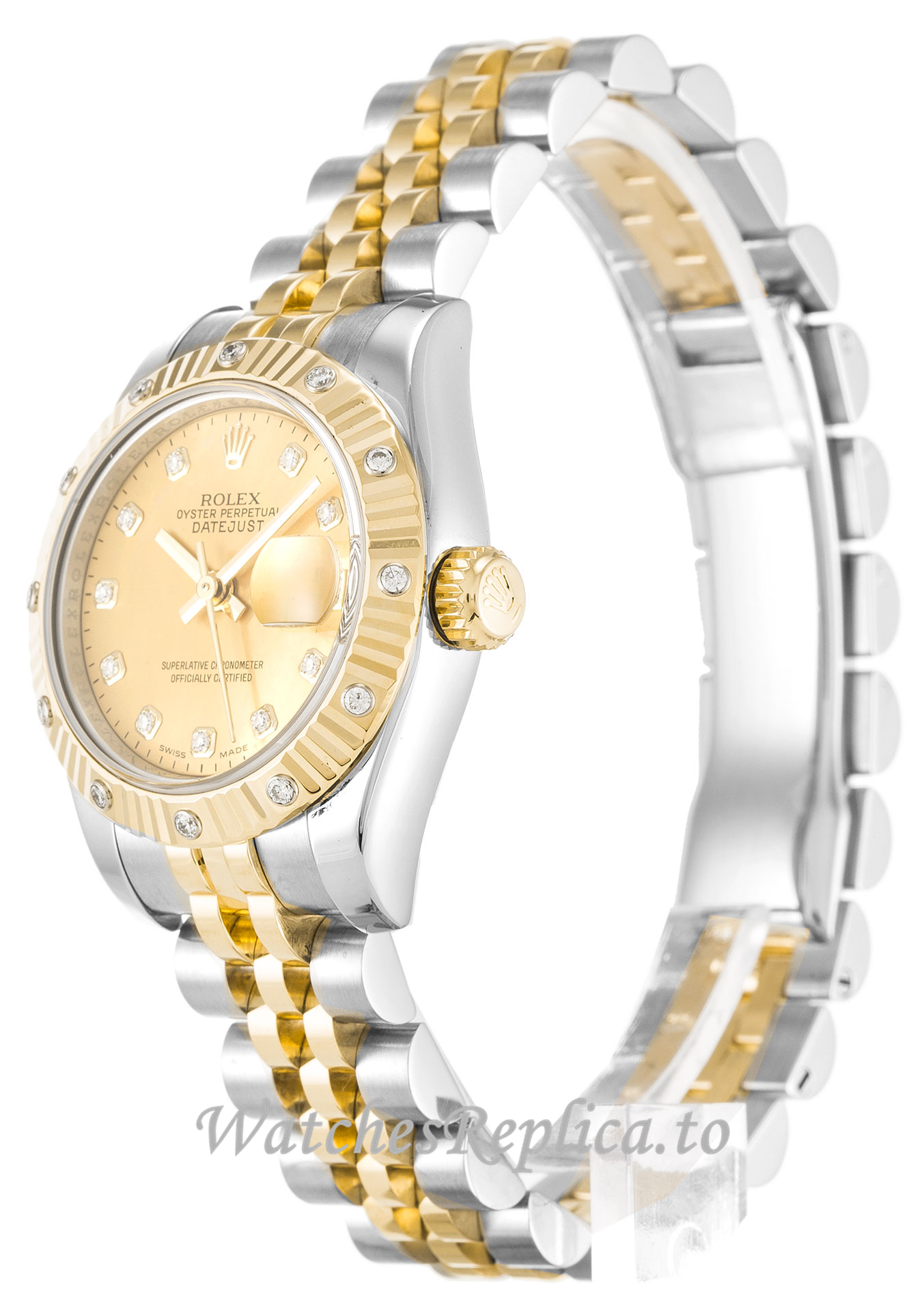 Rolex Datejust Lady Champagne Goldust Diamond Dial 179313 26MM - WatchesReplica.is