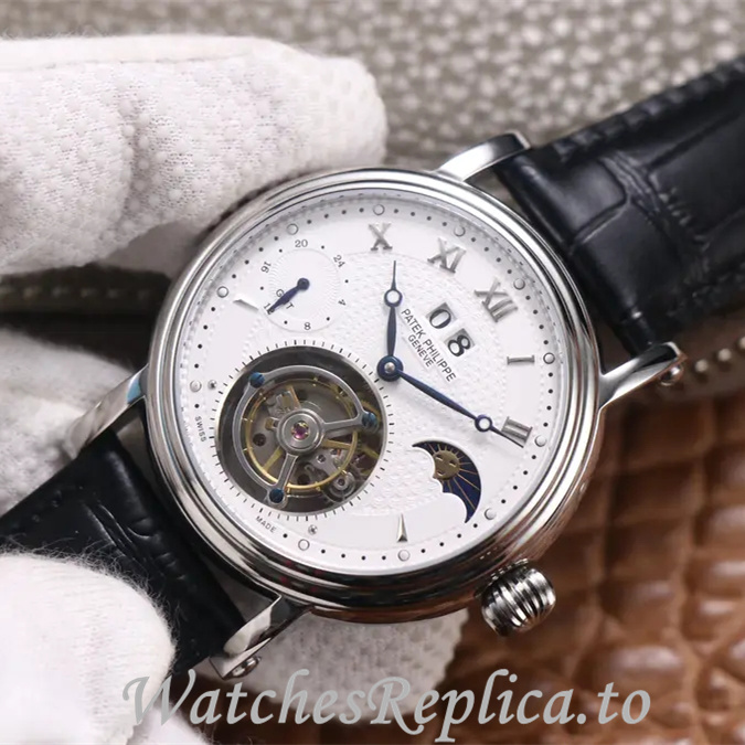 Patek Philippe Replica Complications Leather Rubber strap 42MM - WatchesReplica.is