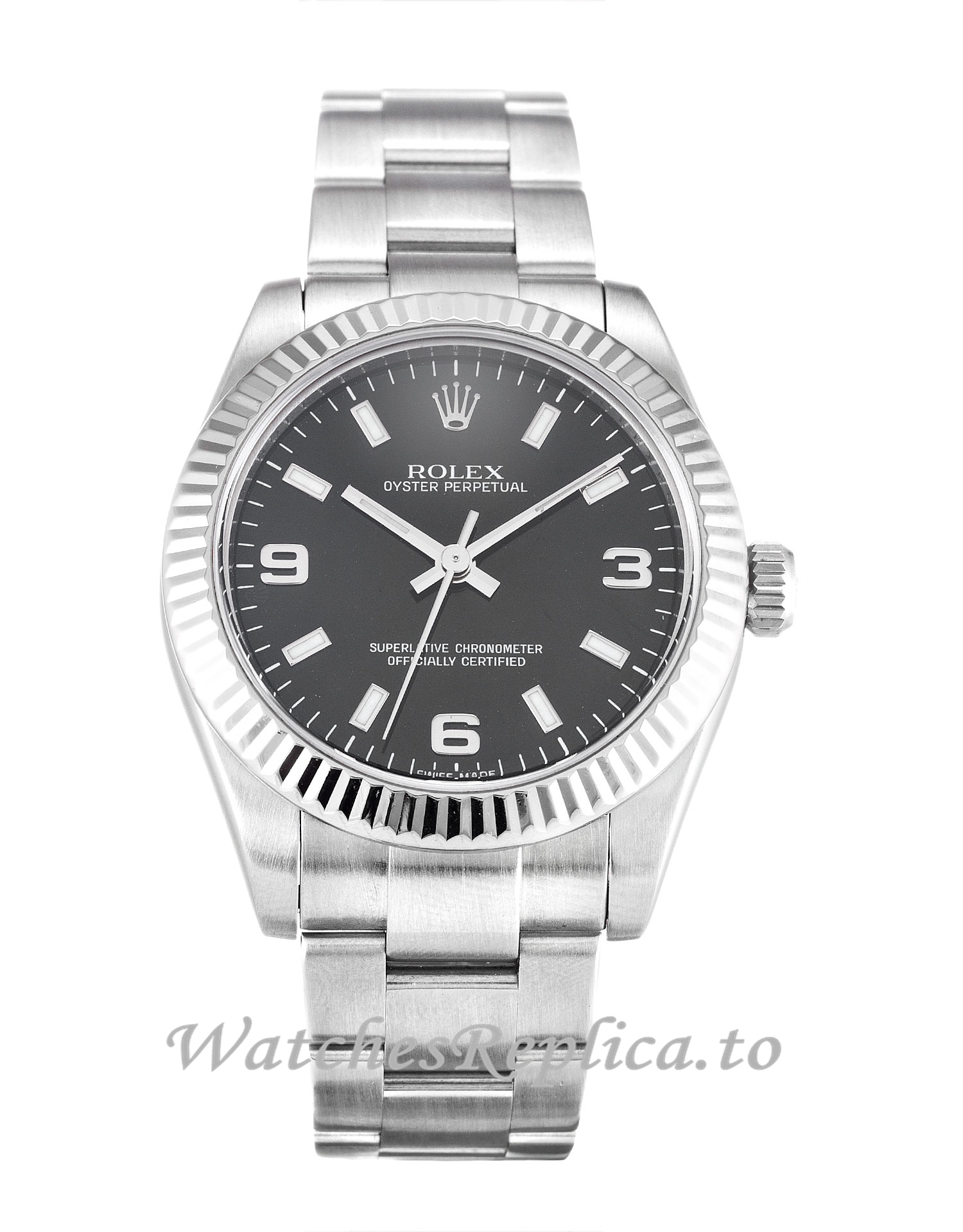 Rolex Lady Oyster Perpetual Black Dial 177234-31 MM - WatchesReplica.is