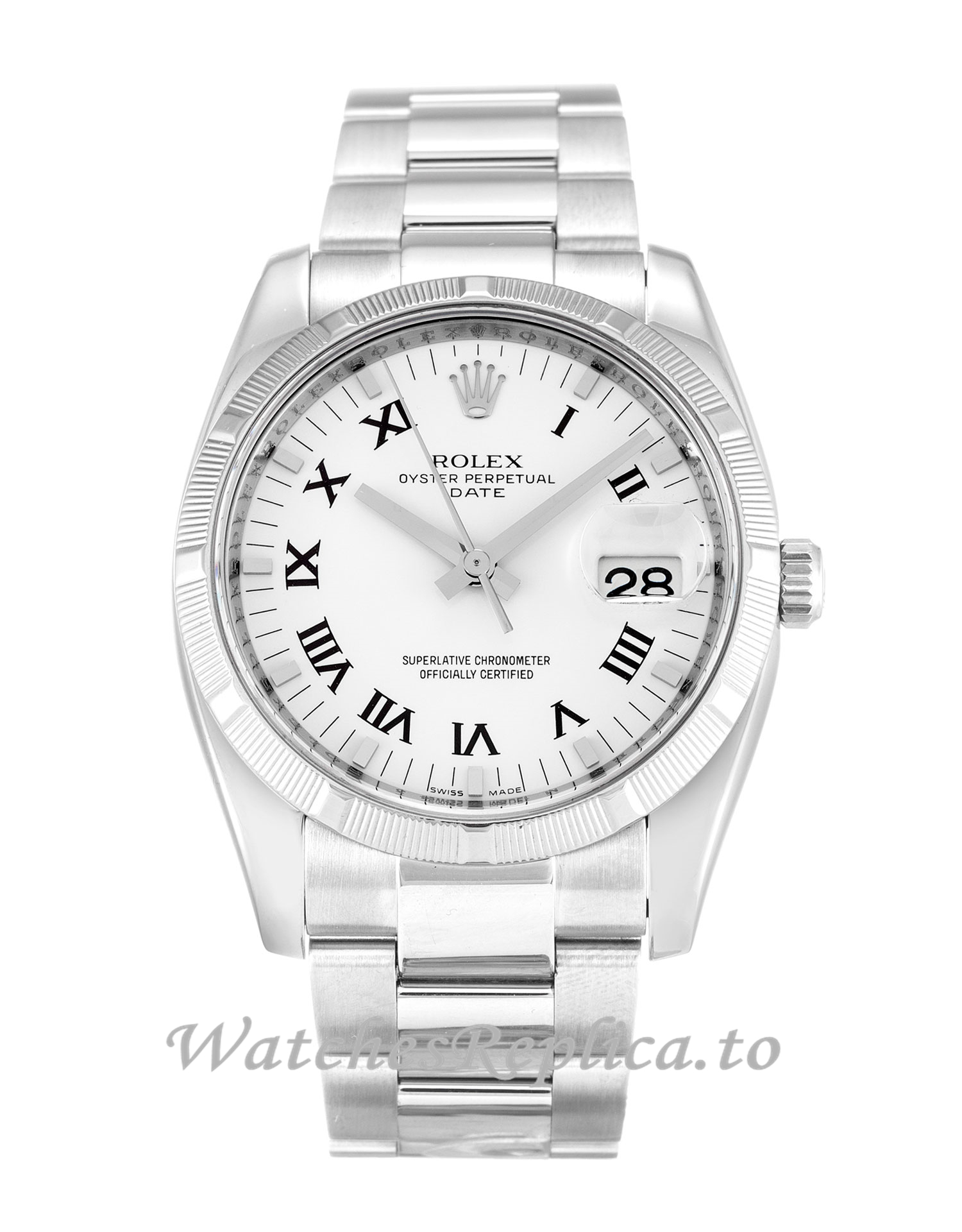 Rolex Oyster Perpetual Date White Dial 115210-34 MM - WatchesReplica.is