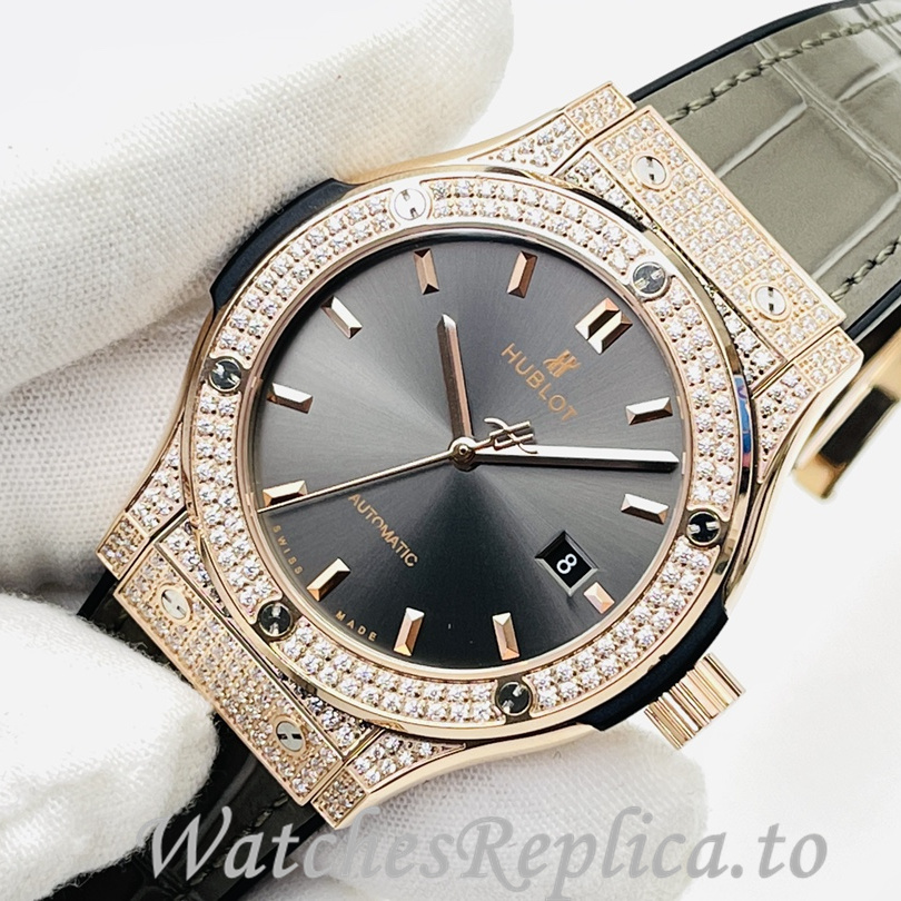 Hublot Replica Big Bang Sang Bleu Leather strap 42MM - WatchesReplica.is