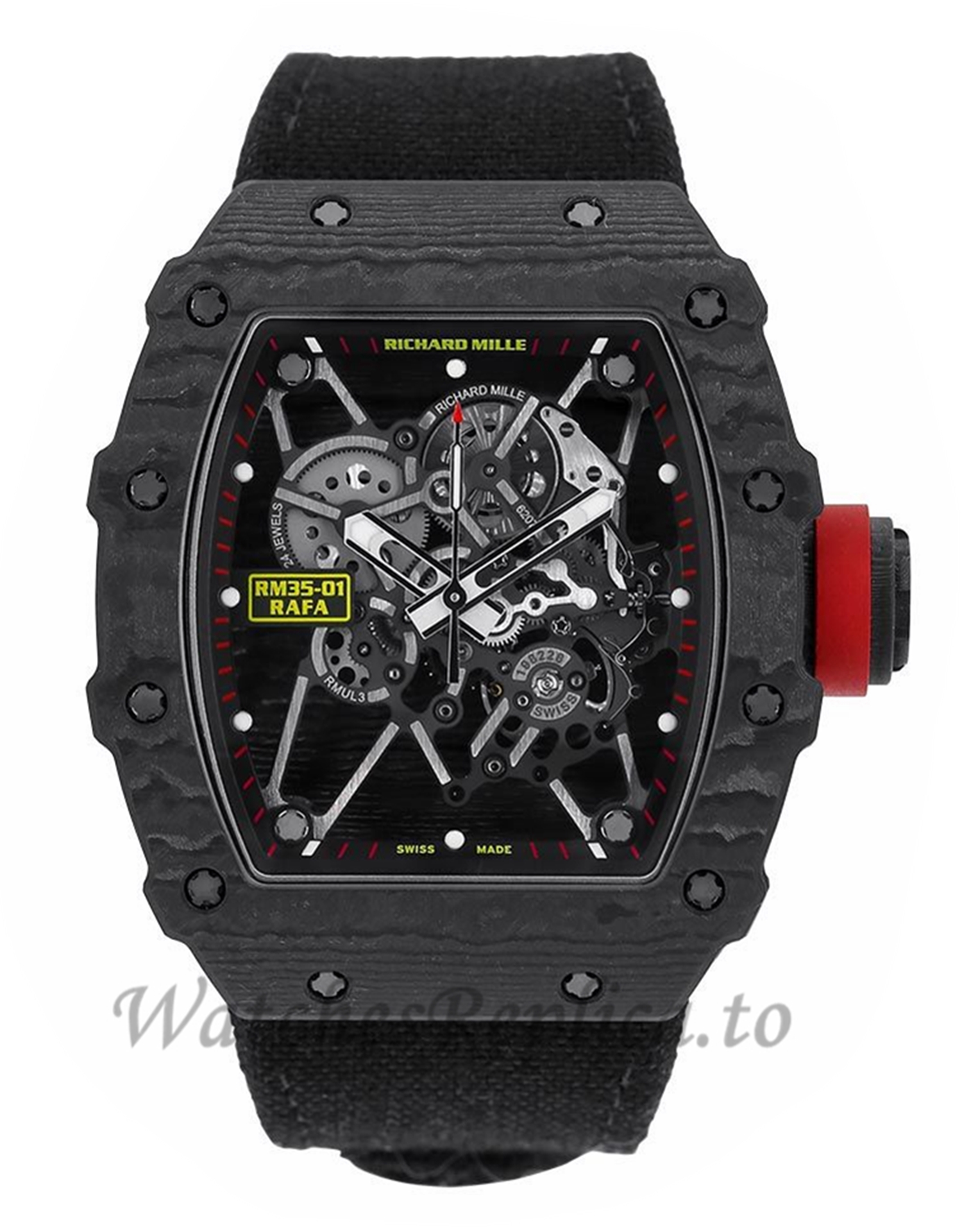 Richard Mille Replica RM35-01 Rafael Nadal Signature Black Carbon 50MM Watch RM35-01 16336 - WatchesReplica.is