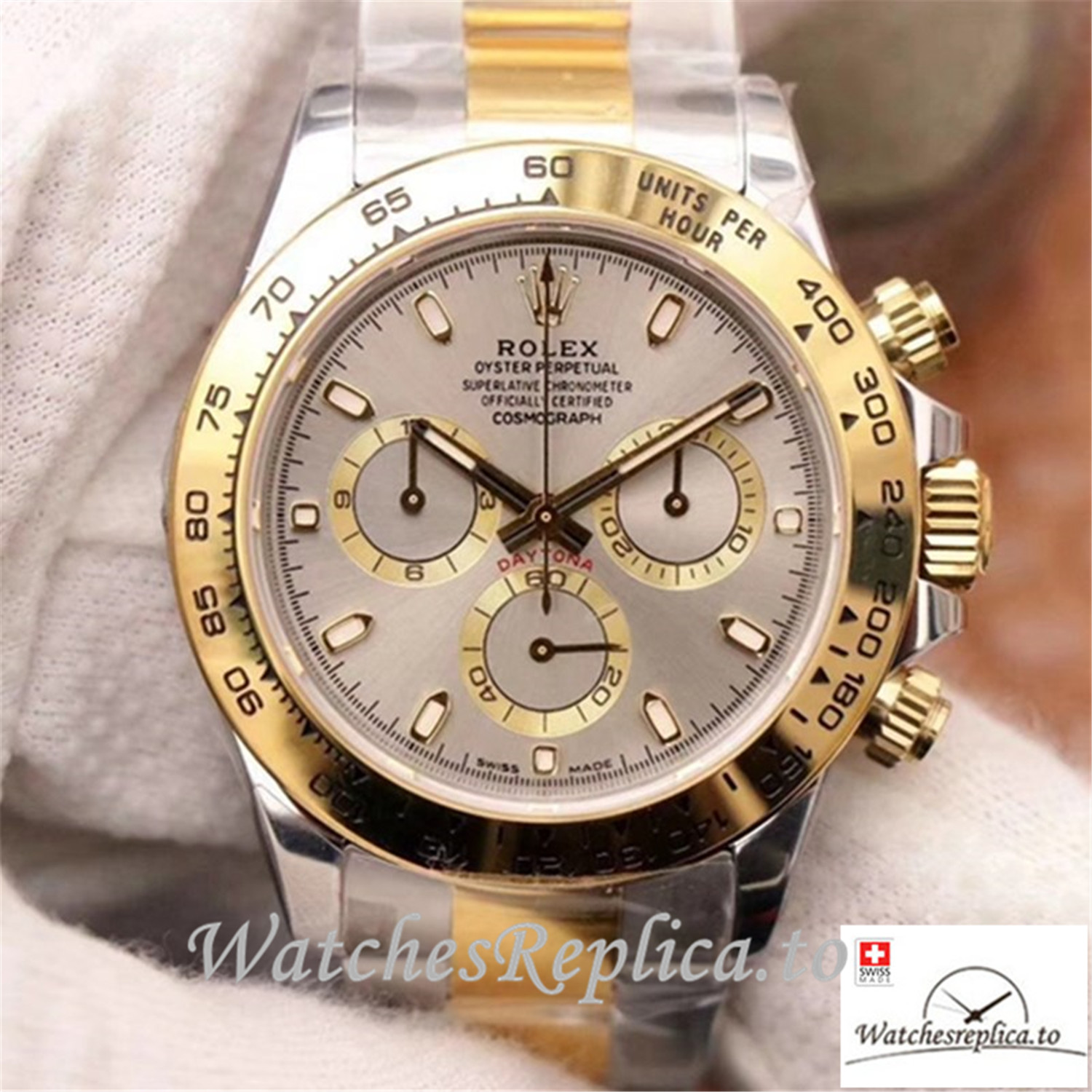 Swiss Rolex Daytona Cosmograph Replica M116503-0002 Gray And Gold Strap 40MM - WatchesReplica.is