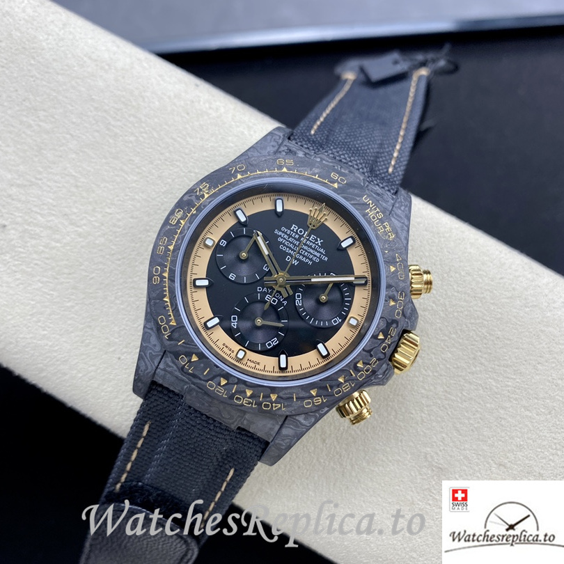 Swiss Rolex Daytona Cream Invert Gold Replica Canvas strap 40MM - WatchesReplica.is