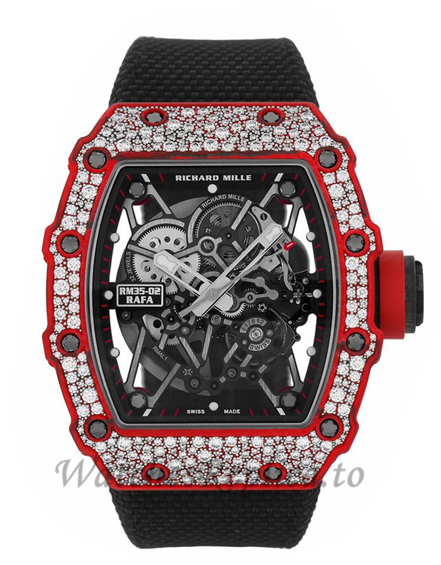 Richard Mille Replica RM35-02 Rafael Nadal Diamond Red Quartz TPT 49MM Watch RM35-02 69877 - WatchesReplica.is
