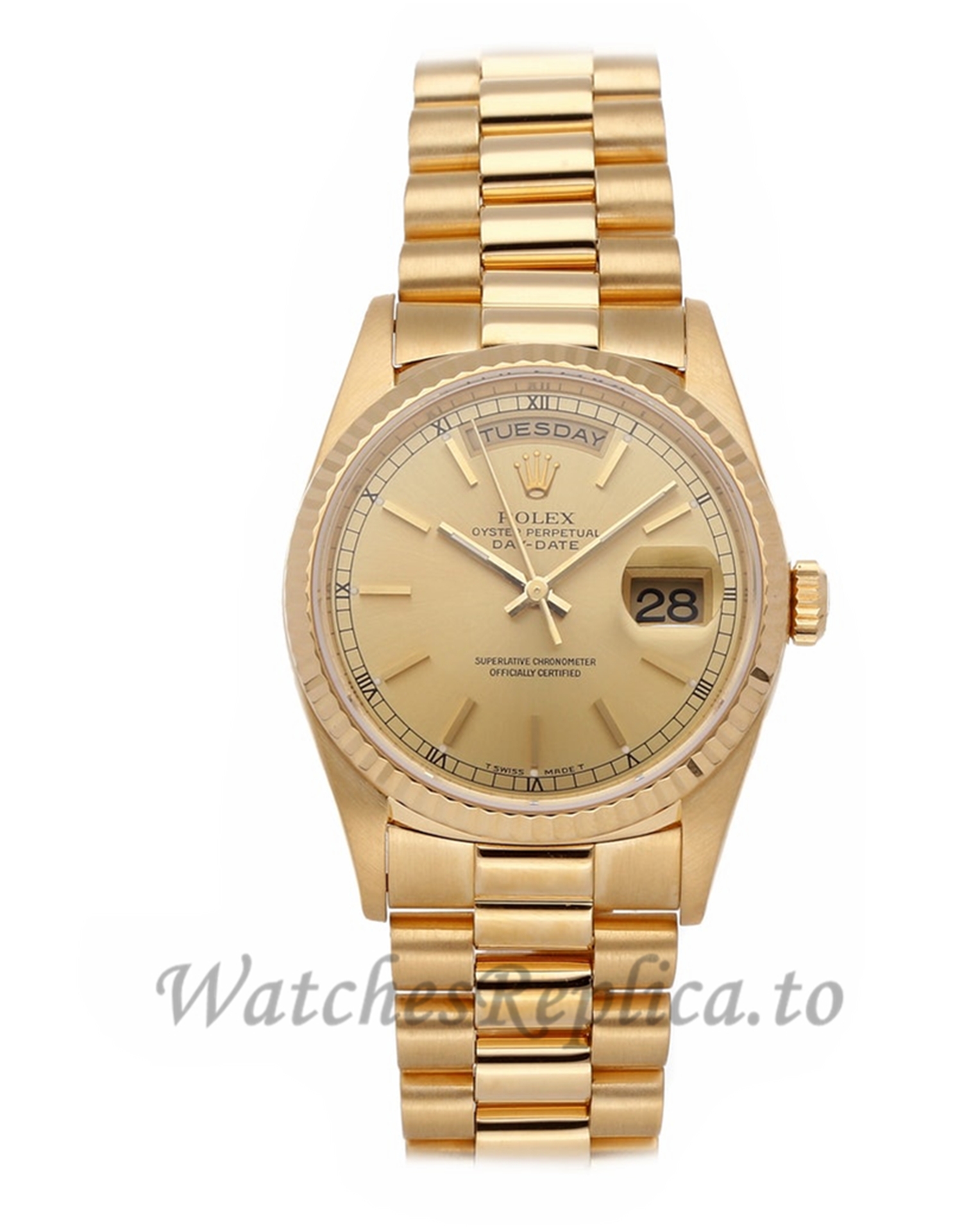 Rolex Replica Day-Date Gold Gold Dial 18238 - WatchesReplica.is