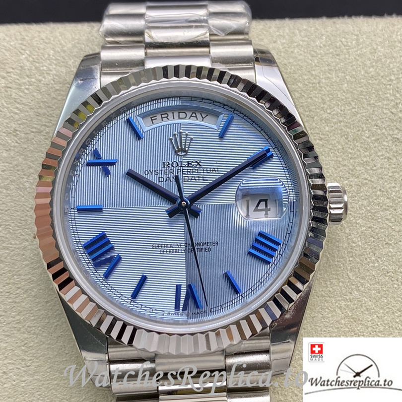 Swiss Rolex Day Date Replica 126331 Stainless steel strap 40MM Blue Dial - WatchesReplica.is