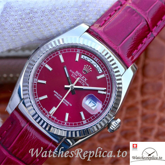 Swiss Rolex Day-Date Replica 118139 Leather strap 36MM - WatchesReplica.is