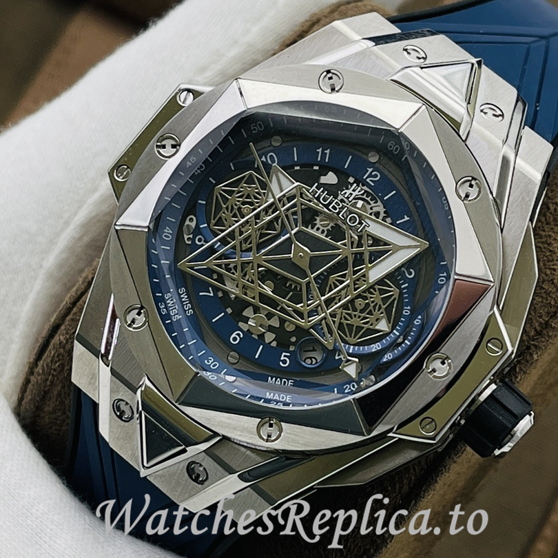 Hublot Replica Big Bang Sang Bleu II Rubber strap 45MM - WatchesReplica.is