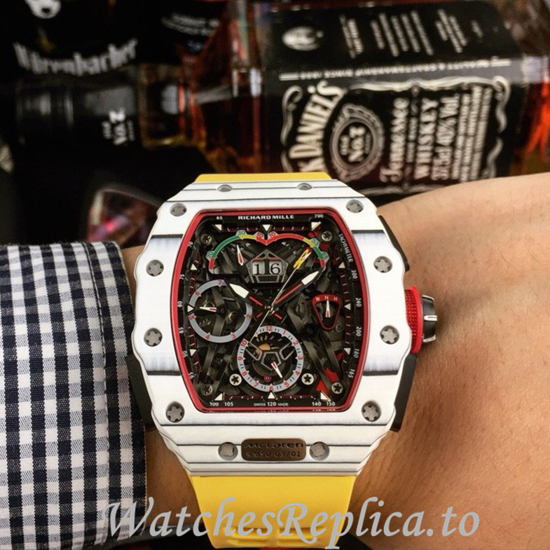 Richard Mille Replica RM011 Rubber strap 50MM - WatchesReplica.is