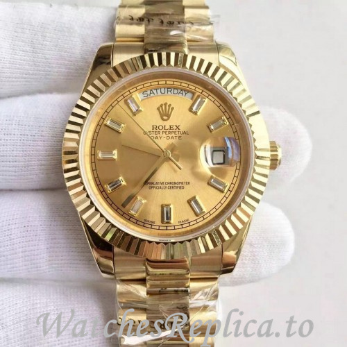 Swiss Rolex Day Date Replica 228348 Yellow Gold strap 40MM - WatchesReplica.is