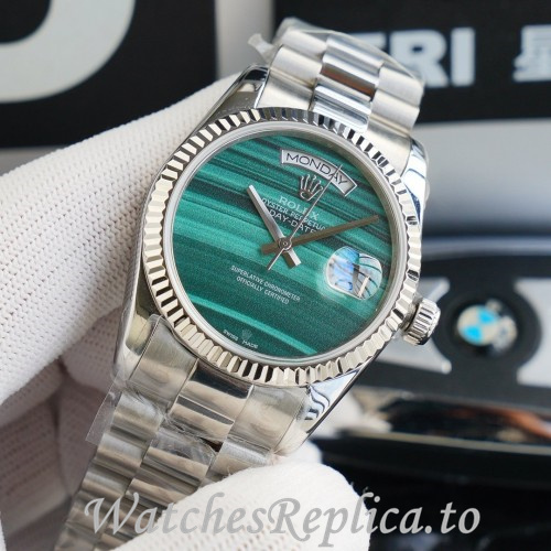 Swiss Rolex Day Date Replica 128238 Stainless steel strap 36MM - WatchesReplica.is