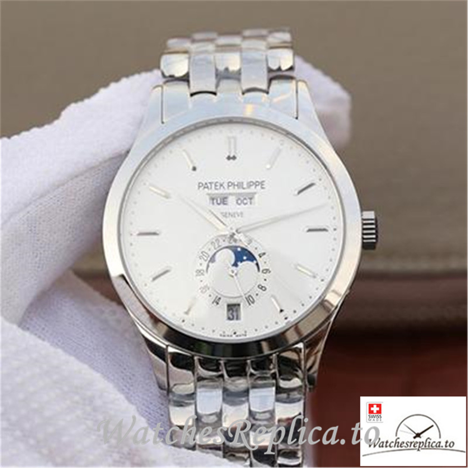 Swiss Patek Philippe Complications Annual Calendar Replica 5396G Stainless Steel Strap 42MM - WatchesReplica.is