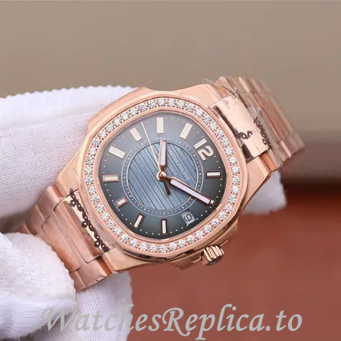Patek Philippe Replica Nautilus 7011 Rose Gold strap 32MM - WatchesReplica.is