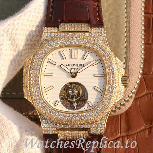 Patek Philippe Replica Nautilus Leather strap 40MM - WatchesReplica.is