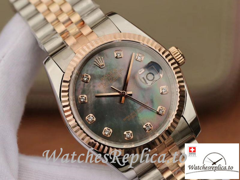 Swiss Rolex Datejust Replica 116233 005 Rose Gold Bezel 36MM - WatchesReplica.is