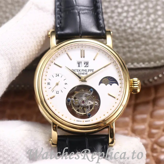 Patek Philippe Replica Complications Leather Rubber strap 42MM - WatchesReplica.is