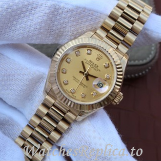 Swiss Rolex Datejust Replica 178278 Yellow Gold strap 31MM - WatchesReplica.is