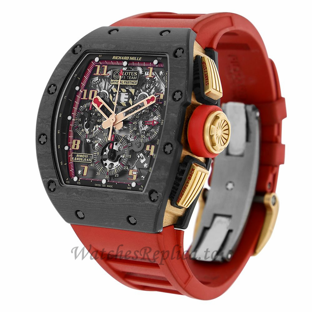 Richard Mille Replica Romain Grosjean Lotus F1 Carbon Rose Gold 50MM Watch M01105895 - WatchesReplica.is