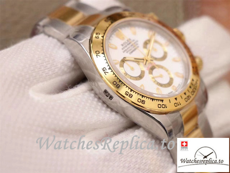 Swiss Rolex Daytona Cosmograph Replica M116503-0001 Silver And Gold Strap 40MM - WatchesReplica.is